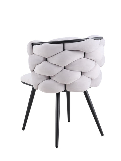CHAISE LOLIPOP PIEDS METAL NOIR VELOURS LIGHT GRIS