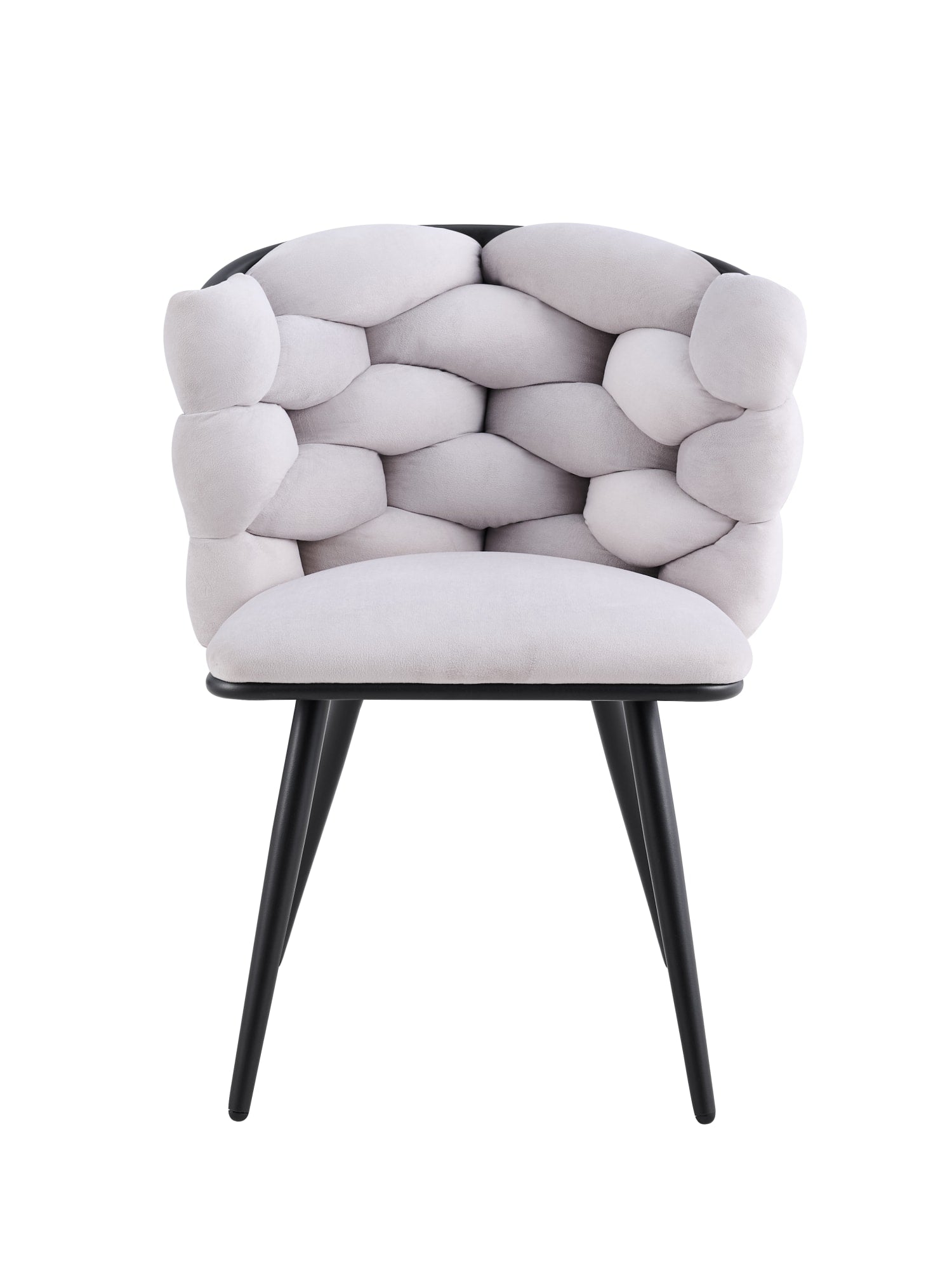 CHAISE LOLIPOP PIEDS METAL NOIR VELOURS LIGHT GRIS