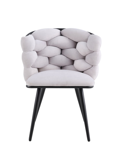 CHAISE LOLIPOP PIEDS METAL NOIR VELOURS LIGHT GRIS