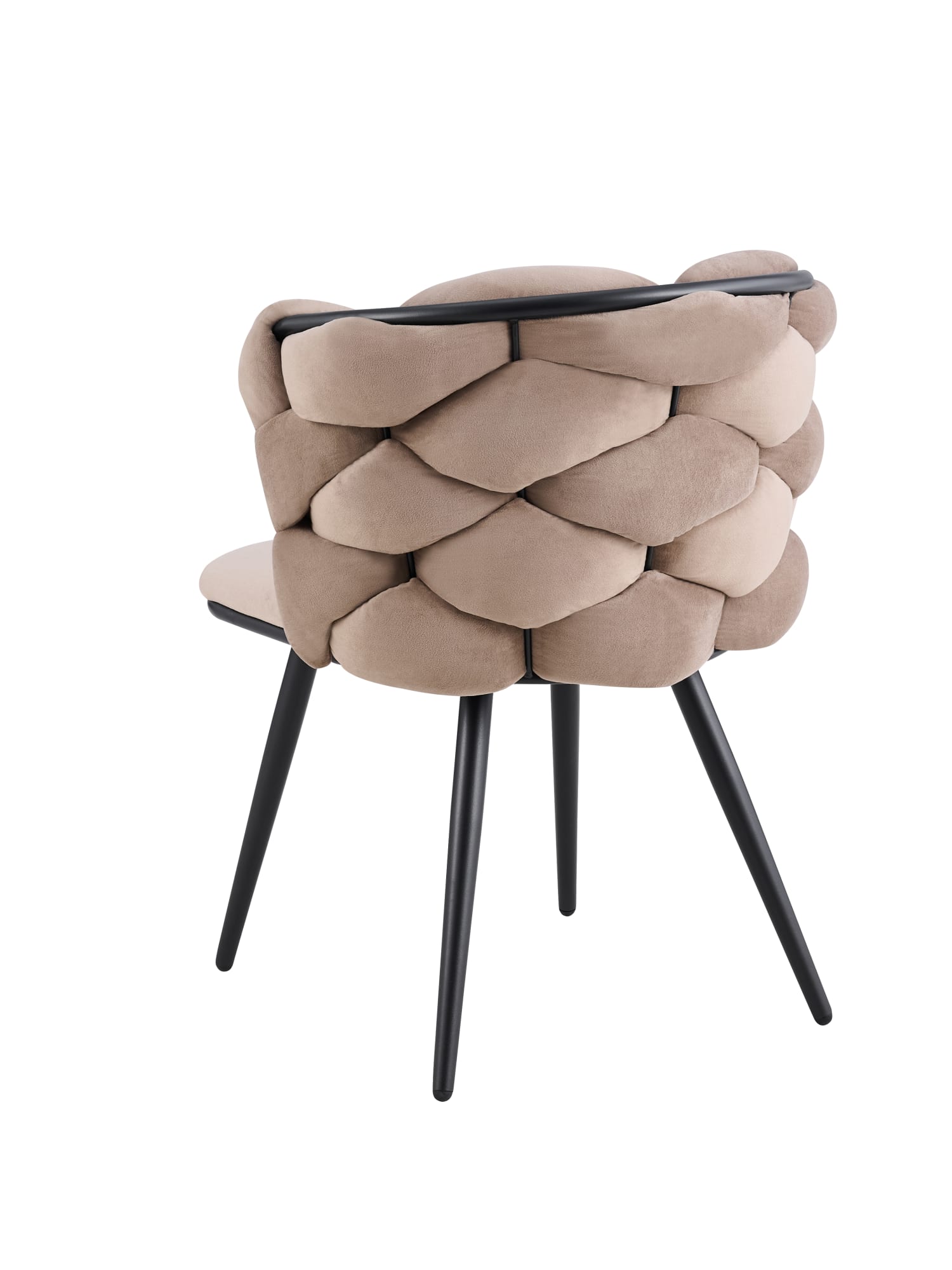CHAISE LOLIPOP PIED METAL NOIR VELOURS TAUPE