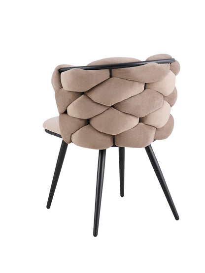 CHAISE LOLIPOP PIED METAL NOIR VELOURS TAUPE