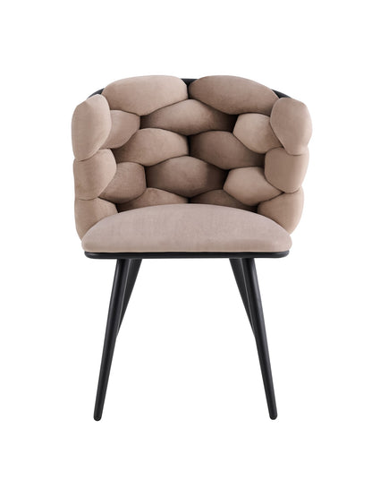 CHAISE LOLIPOP PIED METAL NOIR VELOURS TAUPE