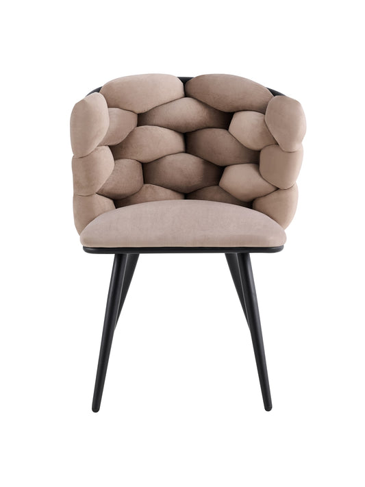 CHAISE LOLIPOP PIED METAL NOIR VELOURS TAUPE