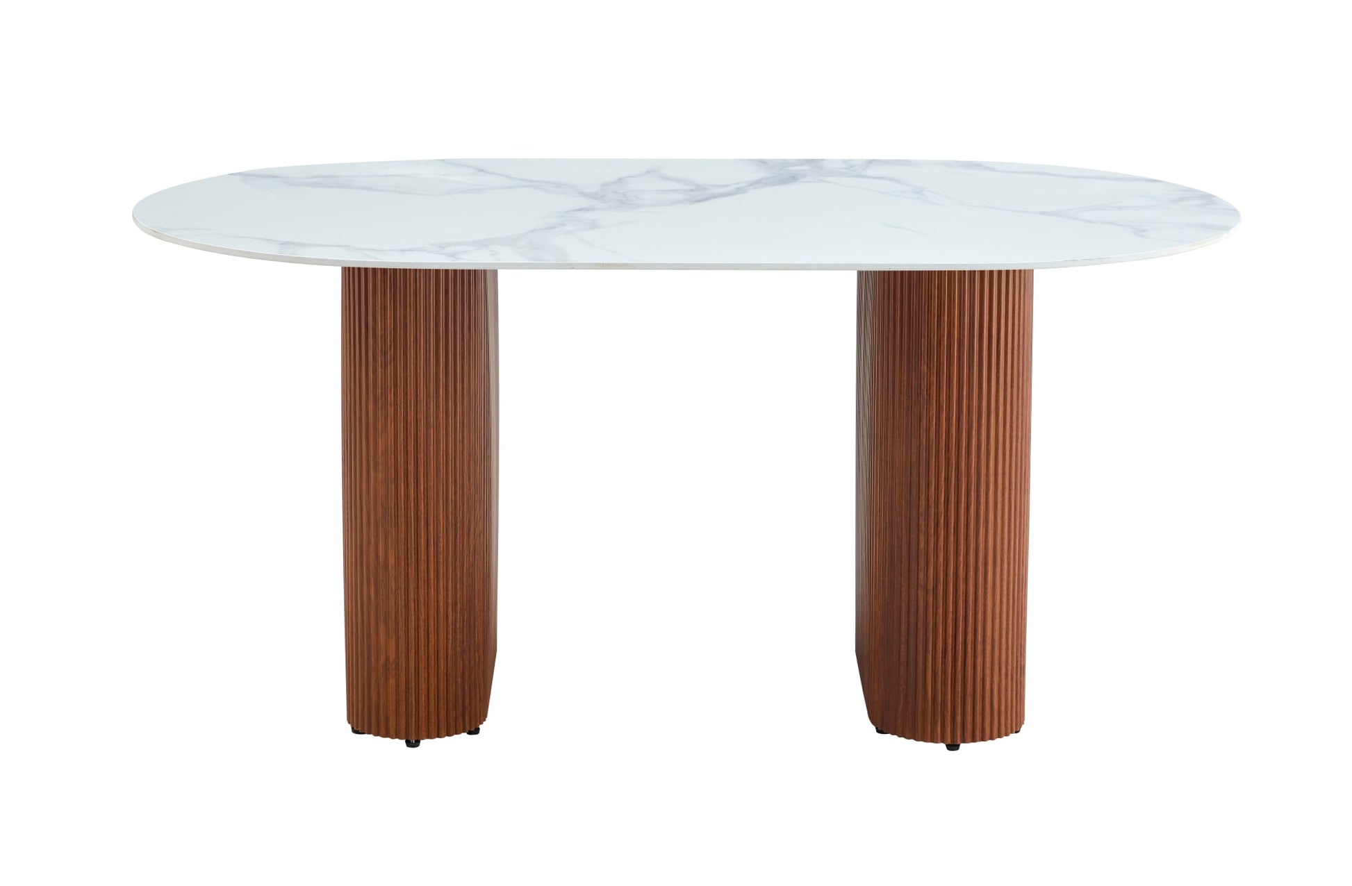 TABLE A MANGER ROXY PIED NOISETTE PLATEAU CERAMIQUE MARBRER BLANC 160