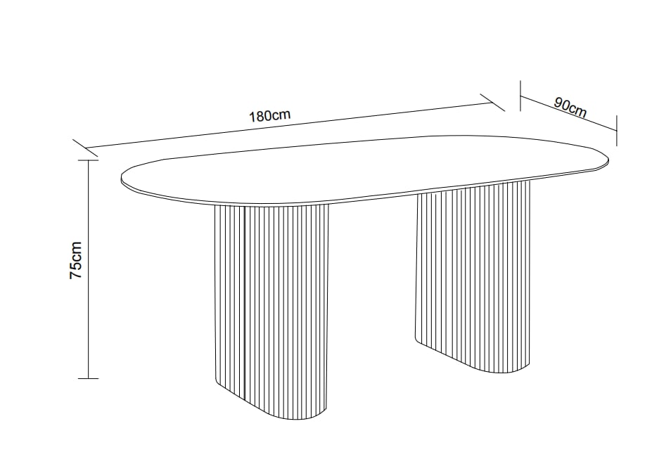 TABLE A MANGER ROXY PIED EFFET TRAVERTIN CERAMIQUE MARBRE BLANC 180X90CM