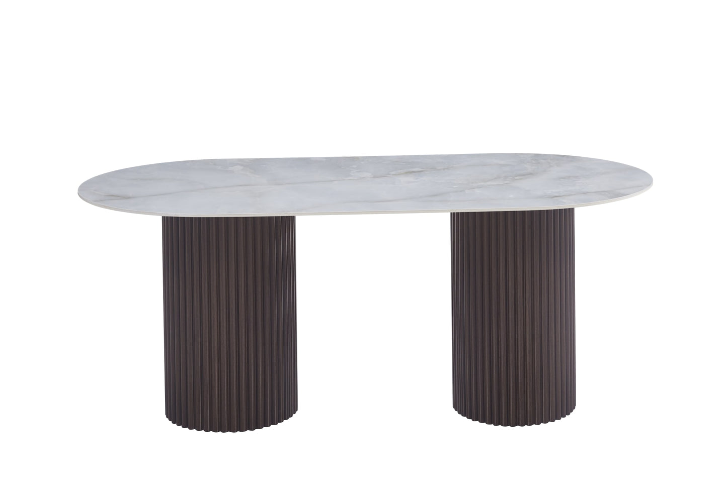 TABLE A MANGER KEYSHA PIED NOYER PLATEAU CERAMIQUE MOKA 180CM