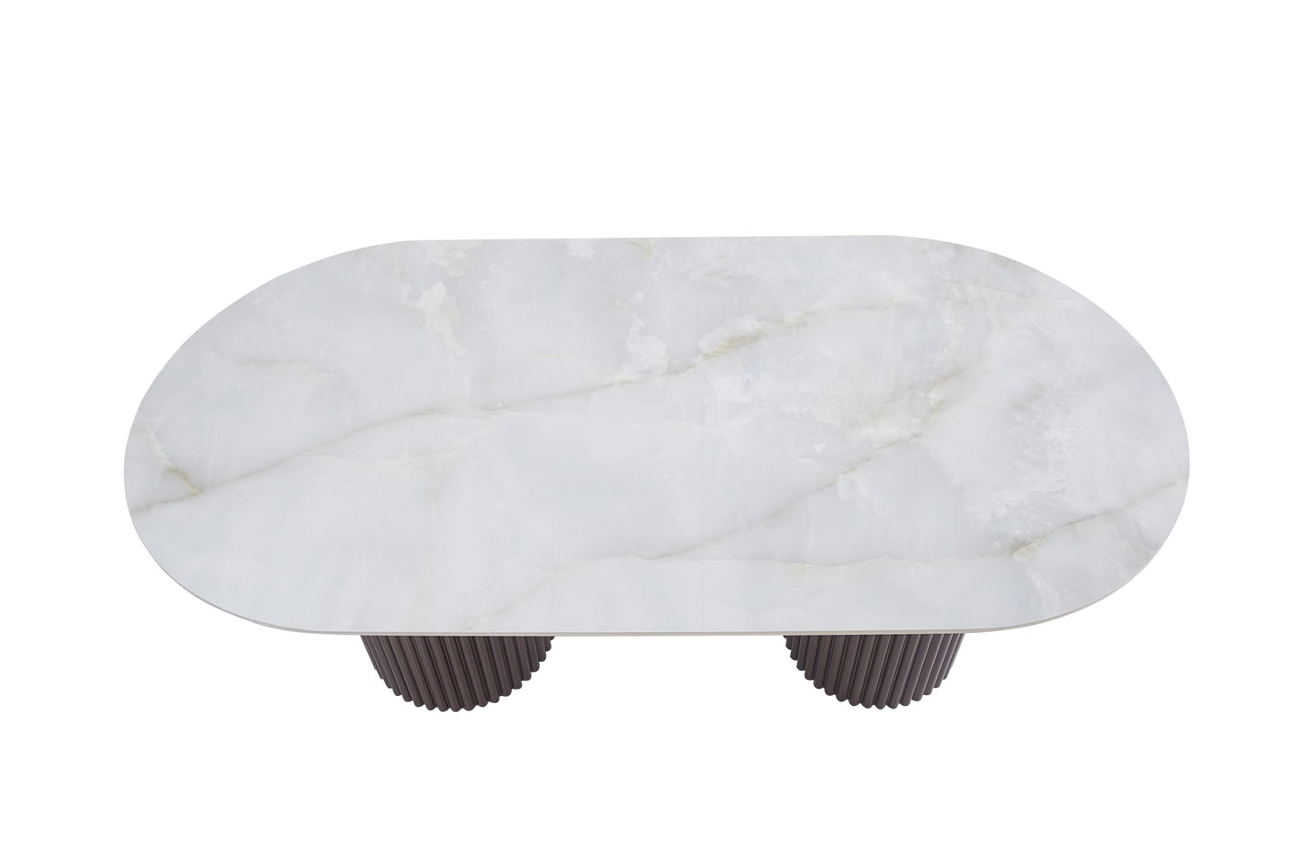 TABLE A MANGER KEYSHA PIED NOYER PLATEAU CERAMIQUE MOKA 180CM