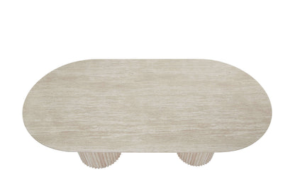 TABLE A MANGER KEYSHA PIED TRAVERTIN PLATEAU CERAMIQUE TRAVERTIN BRILLANT 160CM