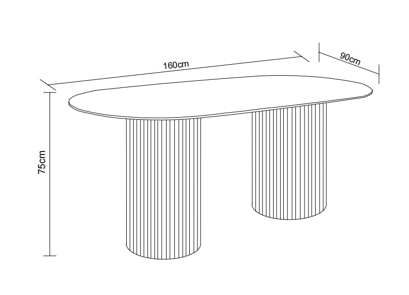 TABLE A MANGER KEYSHA PIED TRAVERTIN PLATEAU CERAMIQUE TRAVERTIN MAT 160CM