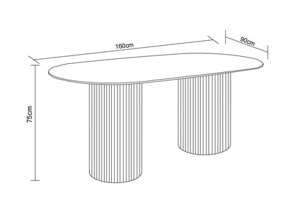 TABLE A MANGER KEYSHA PIED TRAVERTIN PLATEAU CERAMIQUE TRAVERTIN MAT 160CM