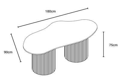 TABLE A MANGER NIKI PIED NOYER  PLATEAU CERAMIQUE TRAVERTIN MAT 180CM
