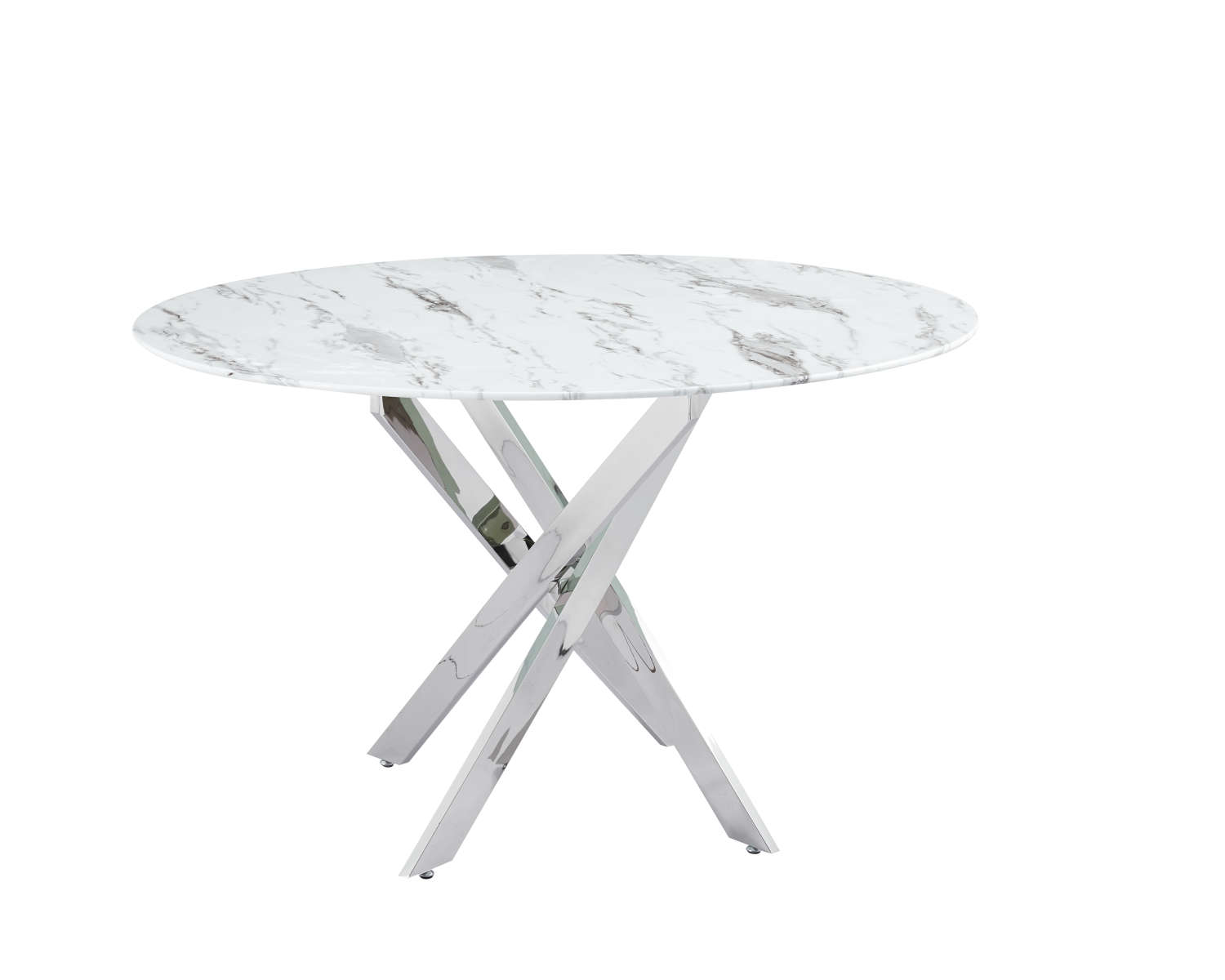 Table a manger ronde JESSICA chrome XXL 120 cm 4 couverts