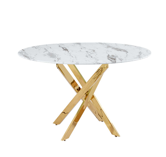 TABLE REPAS JESSICA GOLD MARBRE BLANC XXL120x75cm