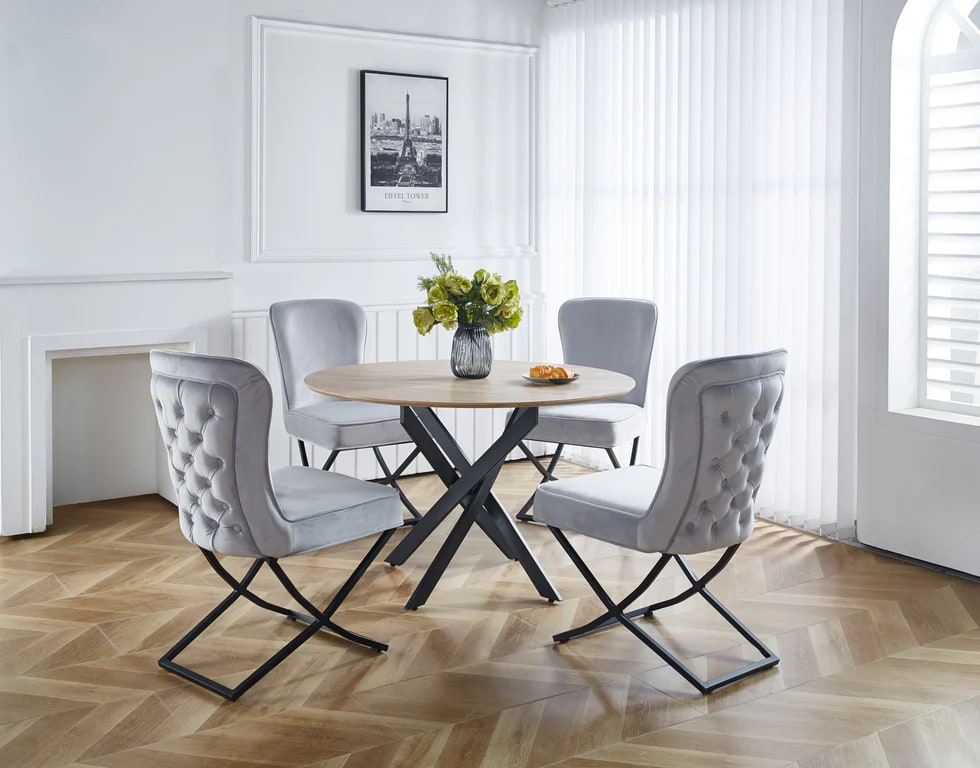 Lot de 4 chaises GABRIELLE Métal noir Velours Capitonné