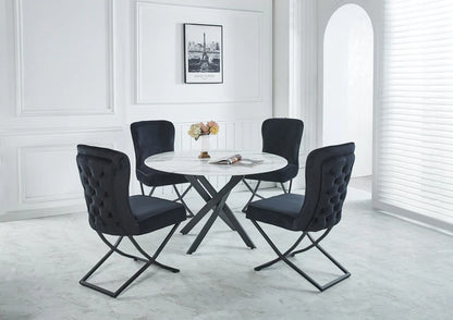 Lot de 4 chaises GABRIELLE Métal noir Velours Capitonné