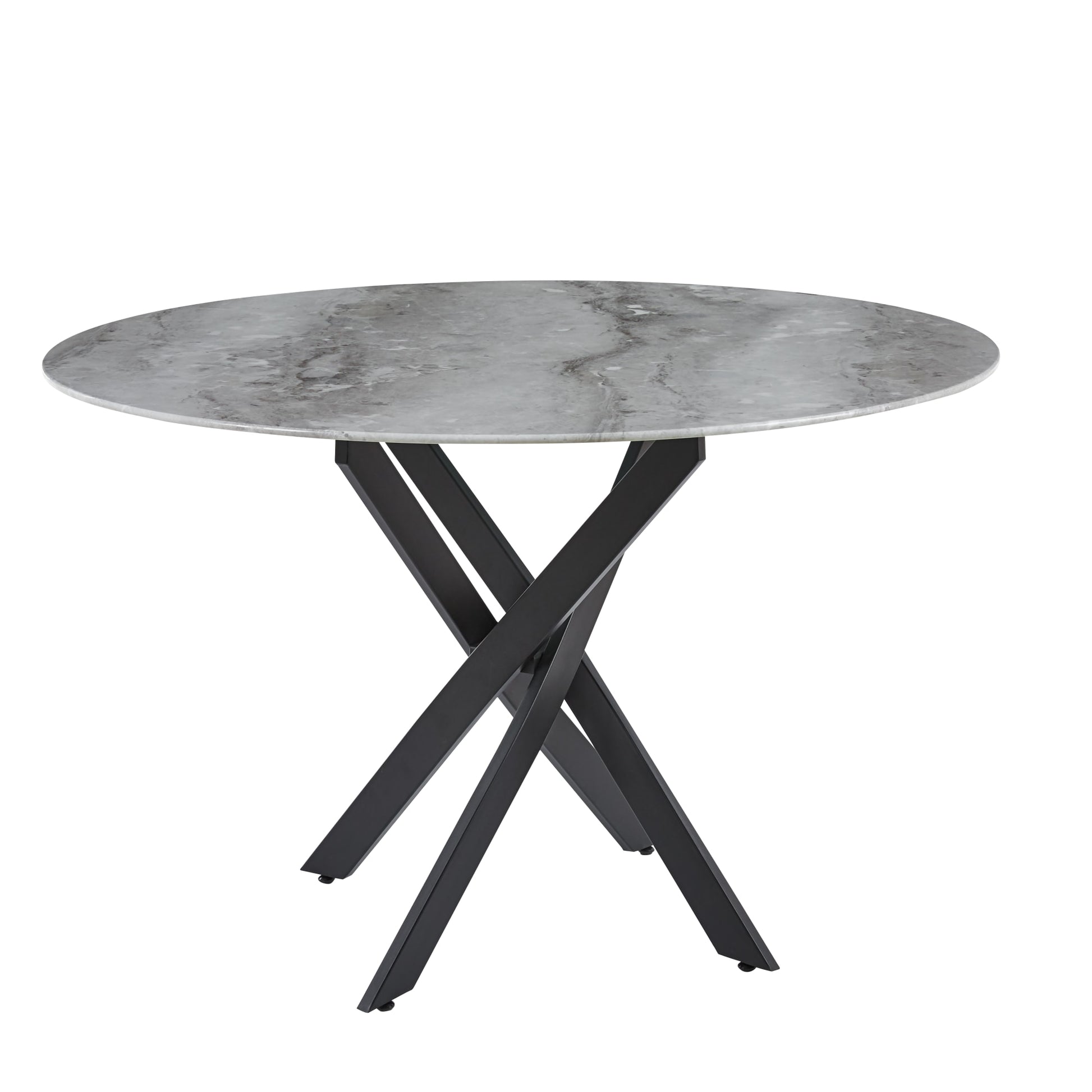 TABLE REPAS JESSICA METAL NOIR MARBRE GREIGE 120x75cm