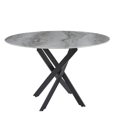 TABLE REPAS JESSICA METAL NOIR MARBRE GREIGE 120x75cm