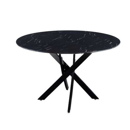 TABLE REPAS JESSICA METAL NOIR MARBRE NOIR 120X75CM