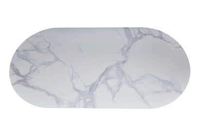 Table à manger ANNA plateau en céramique marbré blanc L 180 cm