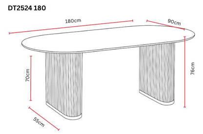 TABLE A MANGER SELENA PIED METAL NOIR PLATEAU EN CERAMIQUE MARBRE BLANC 180x90cm