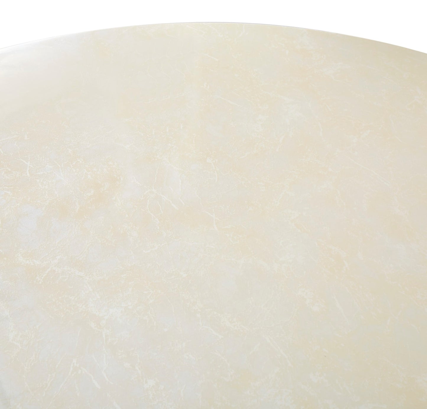 TABLE REPAS ANAÏS PIEDS TRAVERTIN PLATEAU CERAMIQUE BEIGE BRILLANT 120CM
