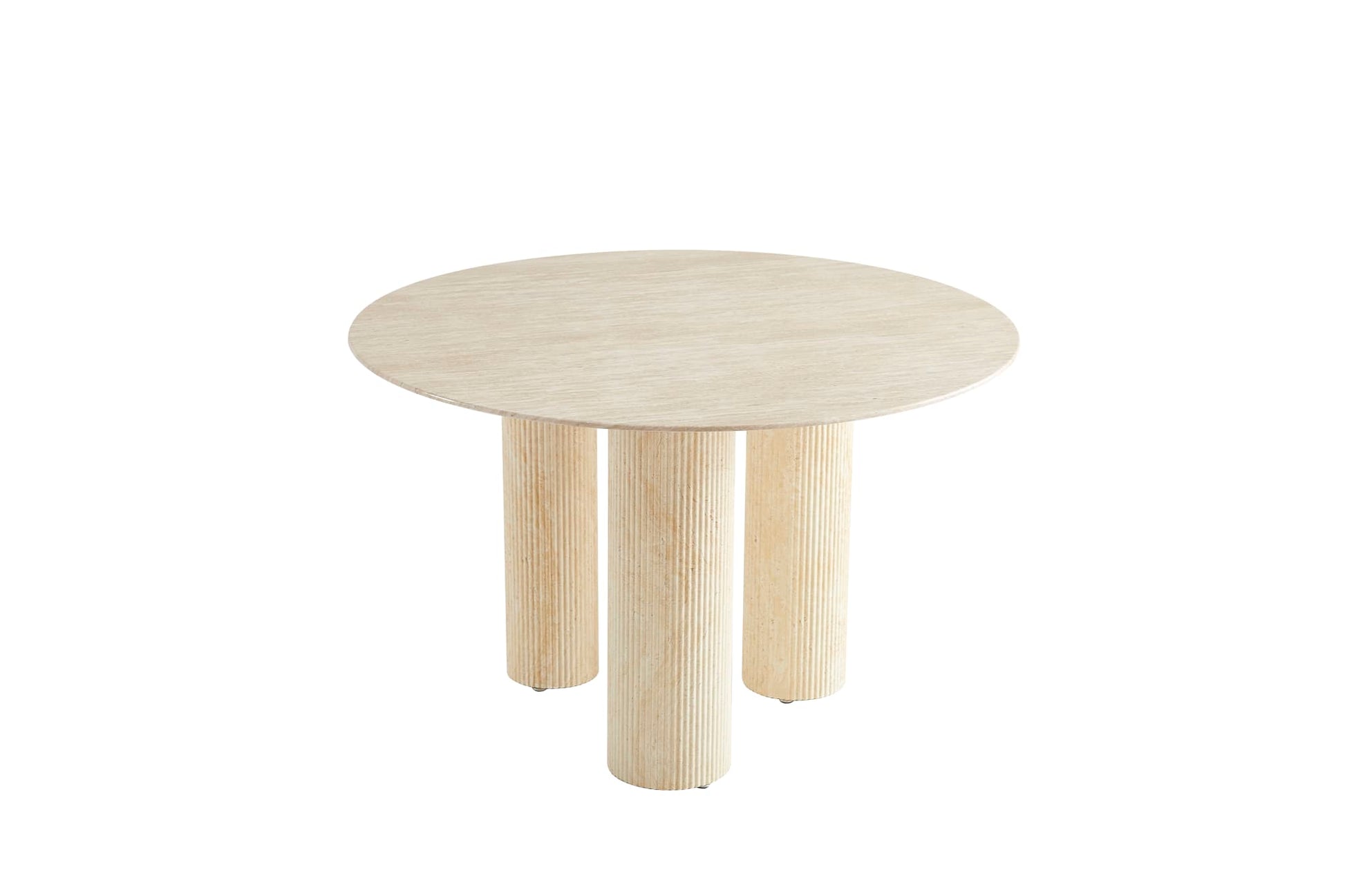 TABLE REPAS ANAÏS PIEDS TRAVERTIN PLATEAU CERAM TRAVERTIN 120CM