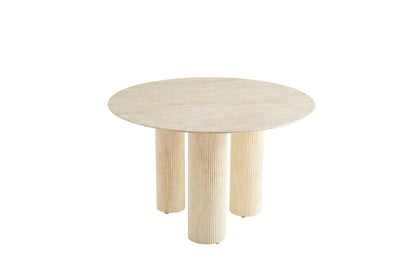TABLE REPAS ANAÏS PIEDS TRAVERTIN PLATEAU CERAM TRAVERTIN 120CM
