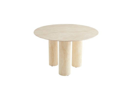 TABLE REPAS ANAÏS PIEDS TRAVERTIN PLATEAU CERAM TRAVERTIN 120CM