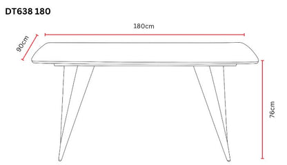 TABLE A MANGER GRAFFI PIED CHROME PLATEAU EN CERAMIQUE MARBRE BLANC180x90x75cm