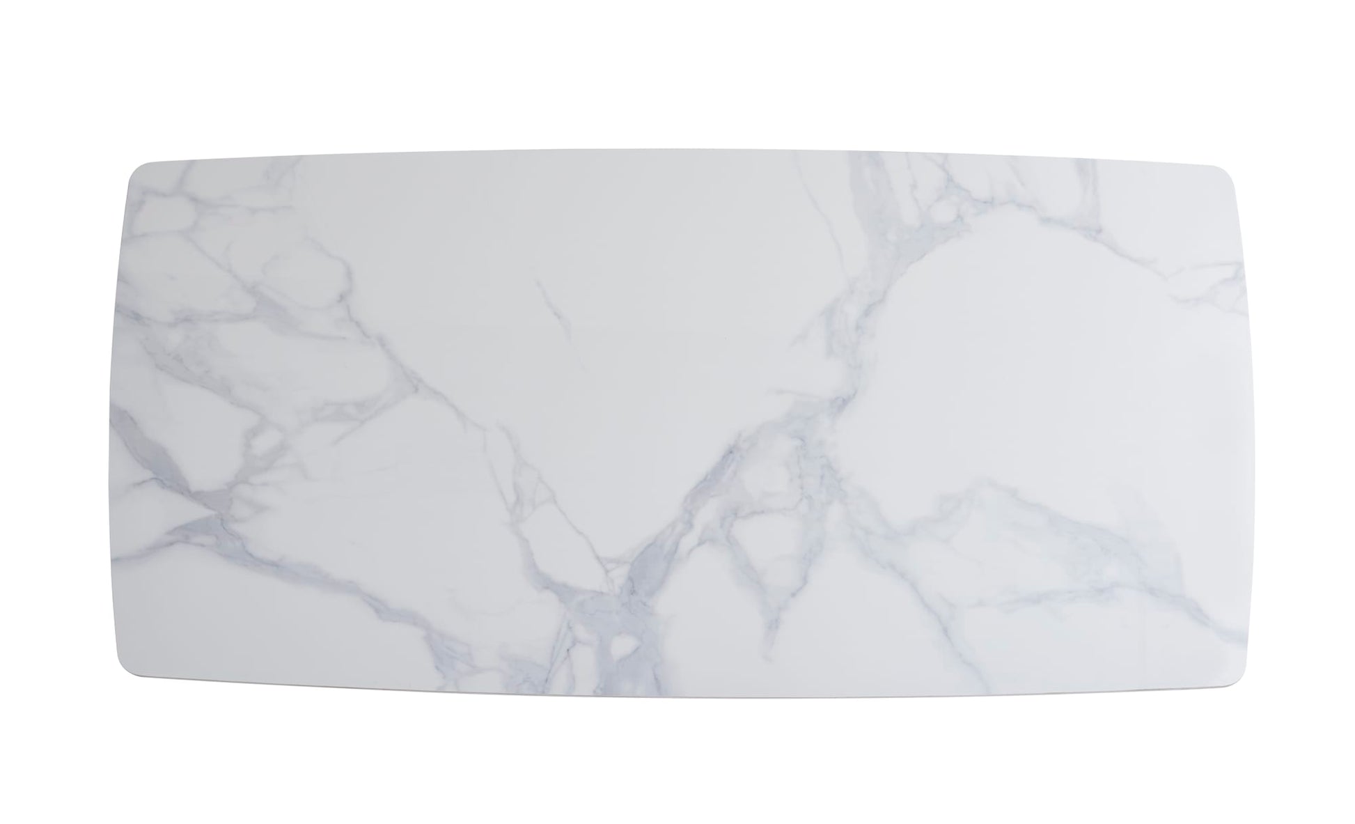 TABLE A MANGER GRAFFI PIED CHROME PLATEAU EN CERAMIQUE MARBRE BLANC180x90x75cm