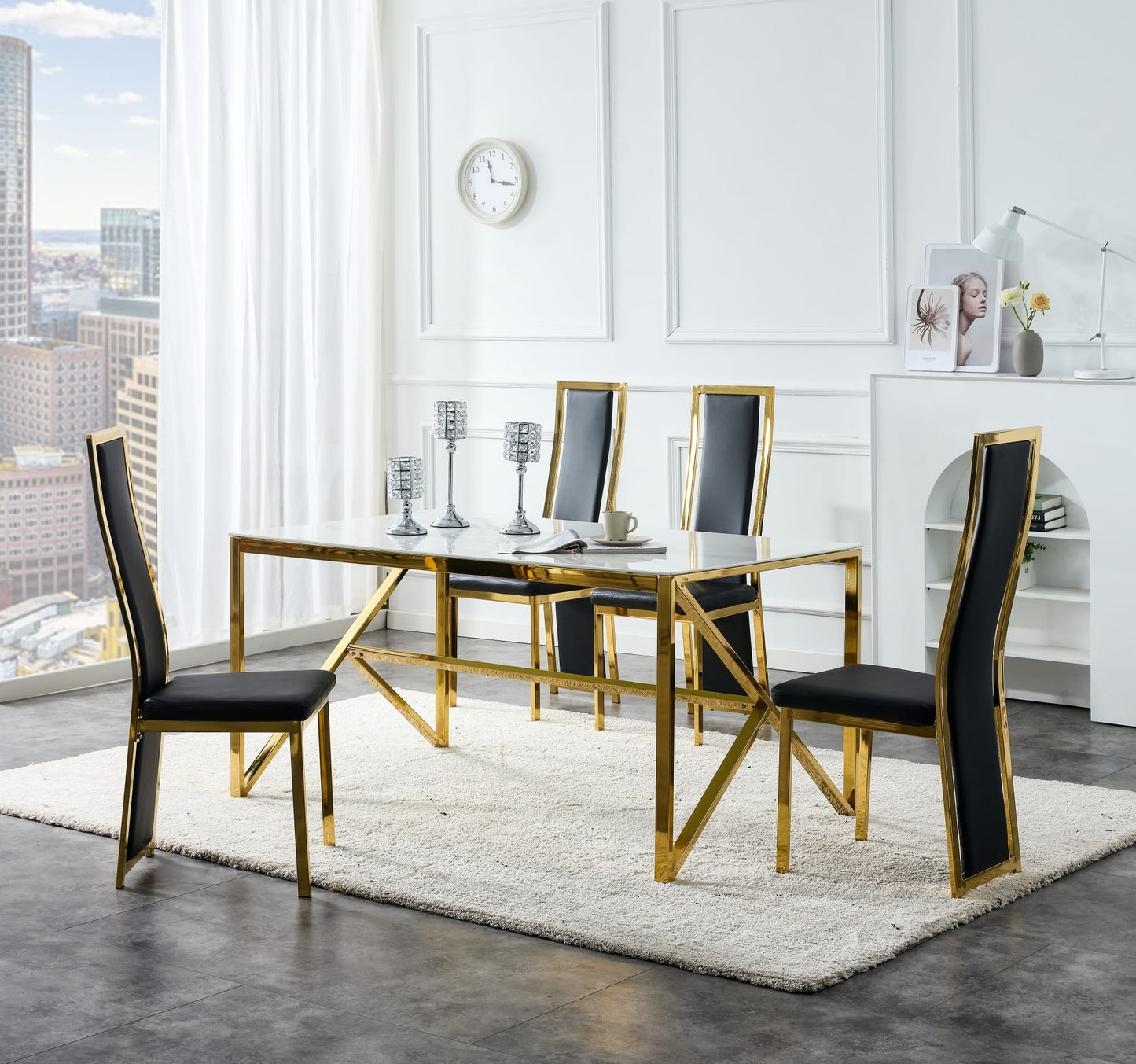 Lot de chaises Dana simili cuir contour Gold