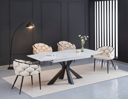 CHAISE BALLON METAL NOIR VELOURS BEIGE
