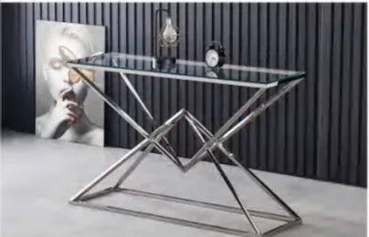CONSOLE PYRAMIDE CHROME TRANSPARENT 120x40x78 cm