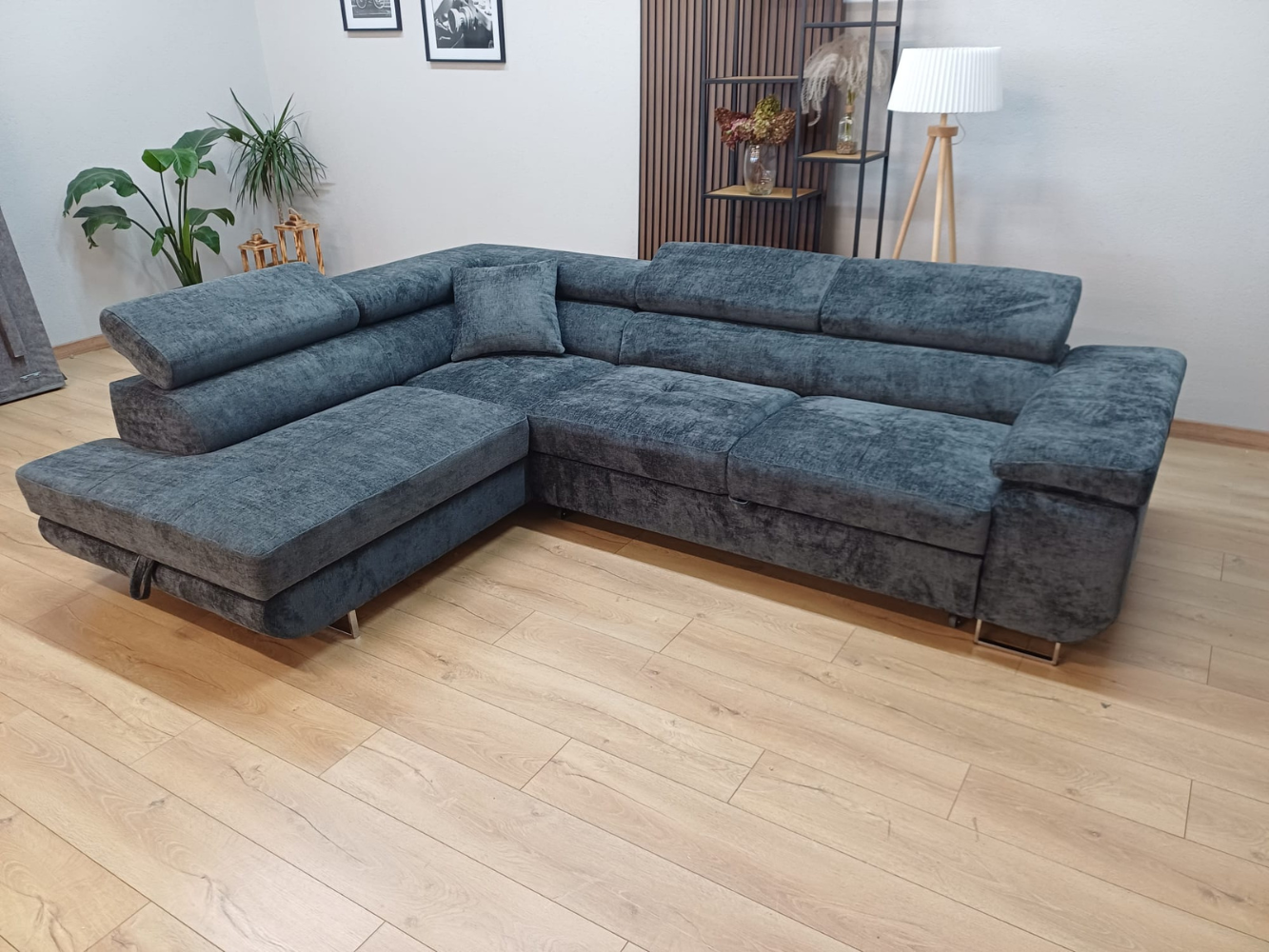 CANAPE TOULOUSE ANGLE Gauche CONVERTIBLE tissu Marbella ANTHRACITE 275x205cm