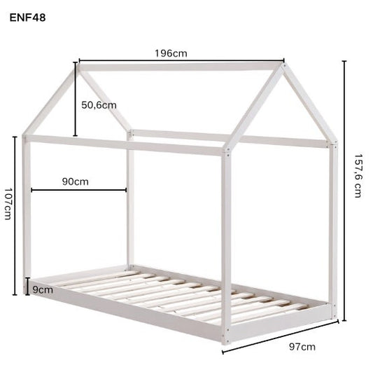 Lit cabane ROBINSON en bois 90x190 cm avec sommier intégré
