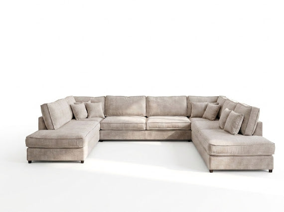 Canapé panoramique Brussel beige tissu Marbella