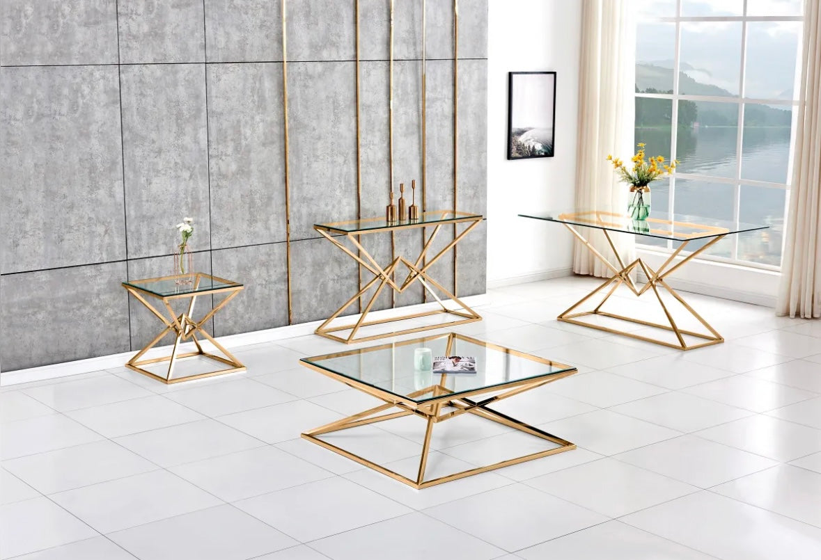CONSOLE PYRAMIDE GOLD TRANSPARENT 120x40x78 cm