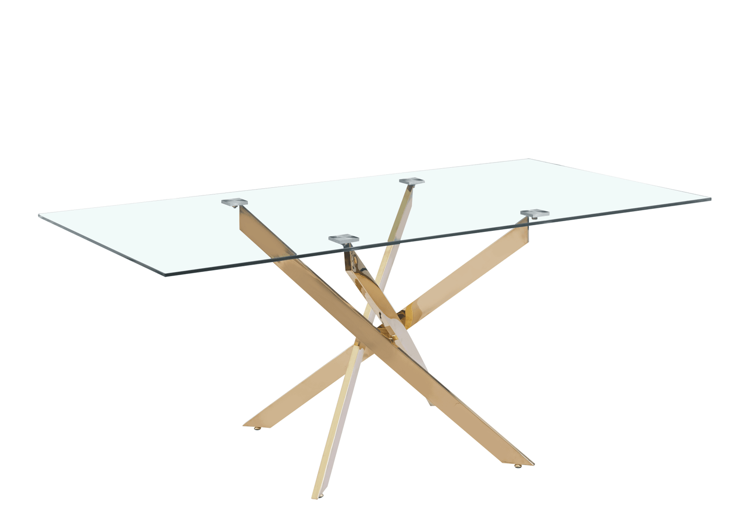 Table Repas JESSICA XXL Gold et plateau en verre 180 cm 6 à 8 couverts