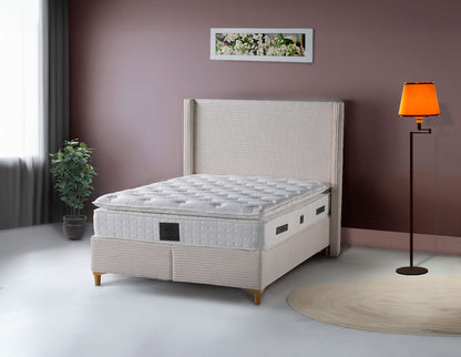 LIT COFFRE VENUS COTELE BEIGE 160X200CM