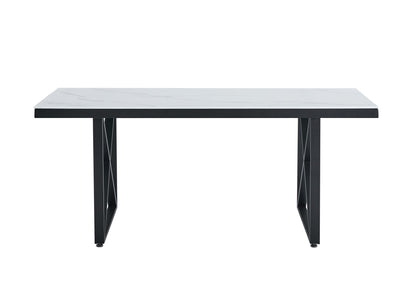 TABLE REPAS LEVANTO METAL NOIR MARBRE BEIGE  180x90x75 cm