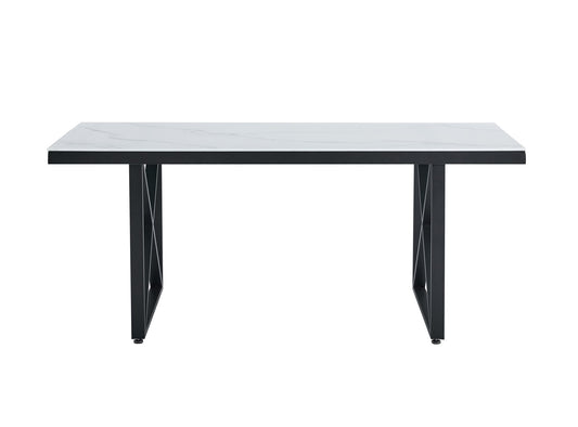 TABLE REPAS LEVANTO METAL NOIR MARBRE BEIGE  180x90x75 cm