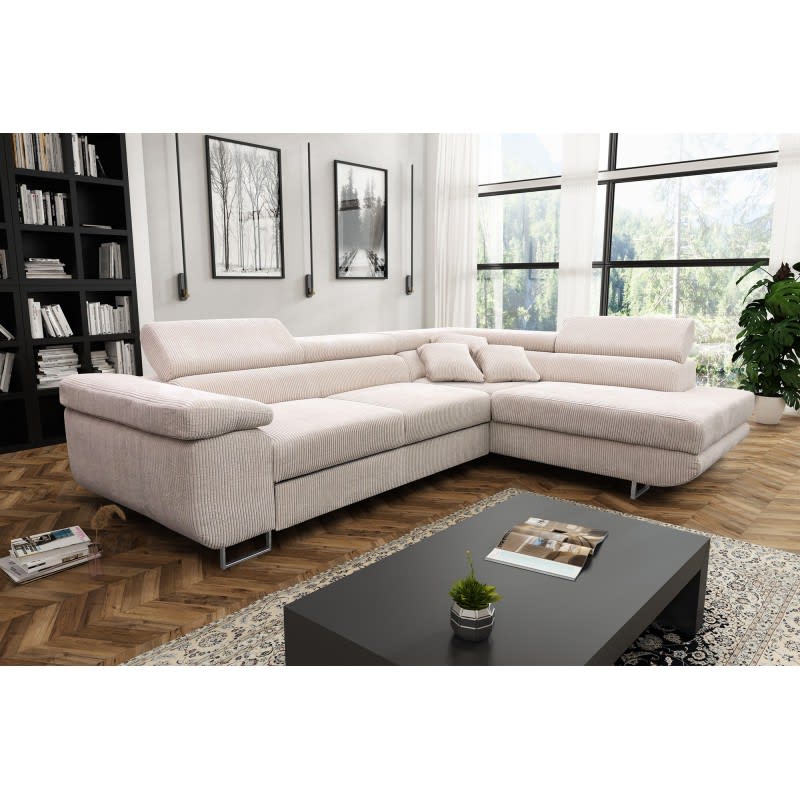 CANAPE TOULOUSE ANGLE DROIT COTELE ECRU 275x205cm