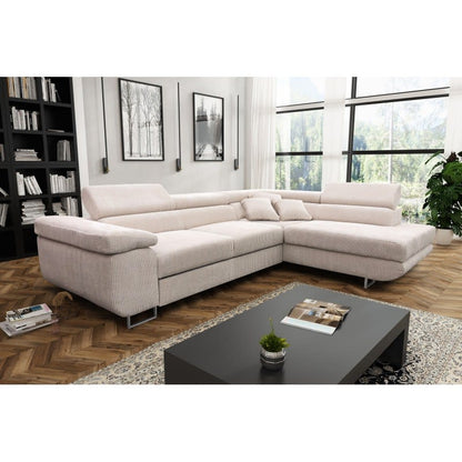 CANAPE TOULOUSE ANGLE DROIT COTELE ECRU 275x205cm