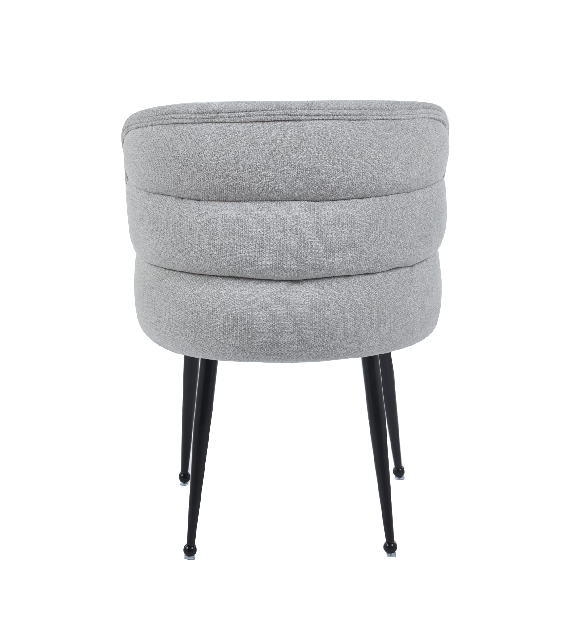 CHAISE SACHA PIEDS METAL NOIR ASSISE GRIS TISSU EFFET LIN