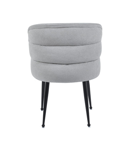 CHAISE SACHA PIEDS METAL NOIR ASSISE GRIS TISSU EFFET LIN