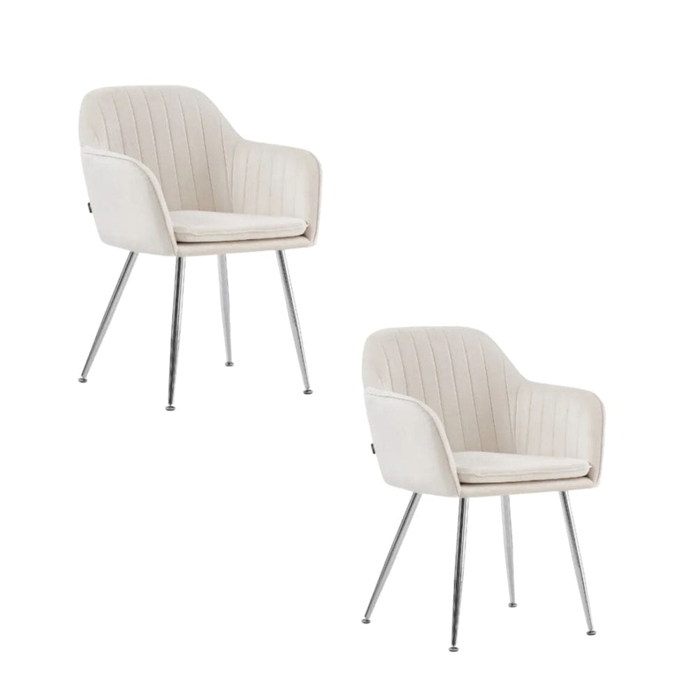 Lot de 2 chaises Chic KANVAS en velours pieds Chromés