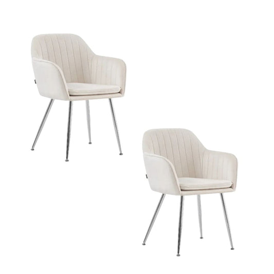 Lot de 2 chaises Chic KANVAS en velours pieds Chromés