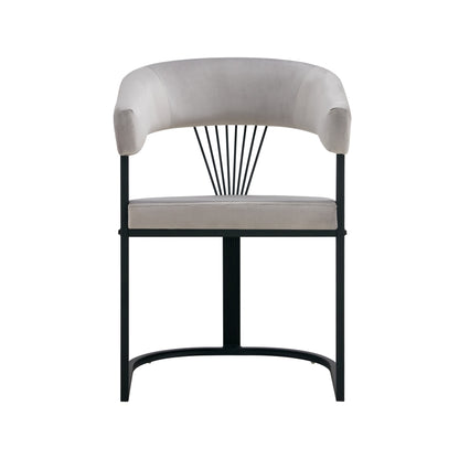 CHAISE AVEC ACCOUDOIR BRITTANY METAL NOIR VELOURS GRIS
