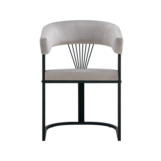 CHAISE AVEC ACCOUDOIR BRITTANY METAL NOIR VELOURS GRIS