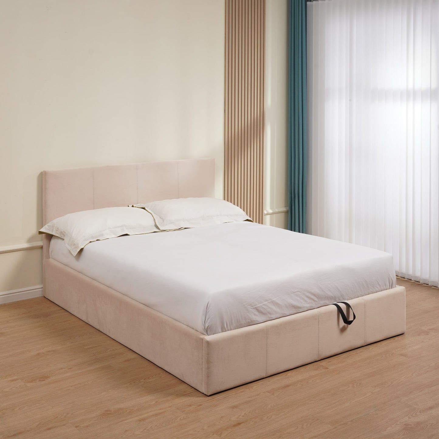 LIT COFFRE BASTIEN VELOURS BEIGE 160X200